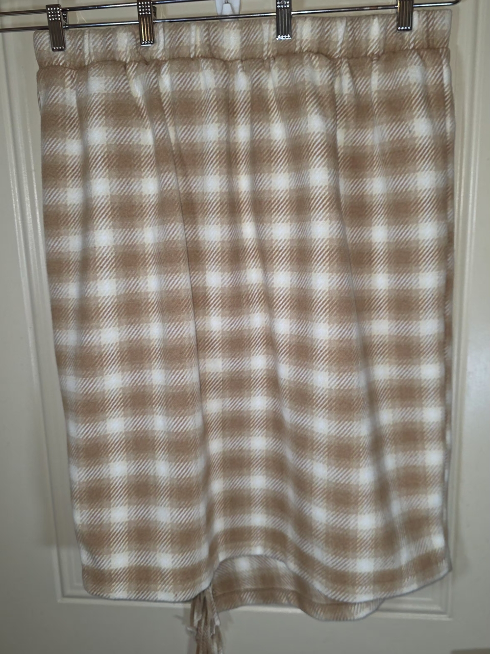 Time and Tru Plaid Fringed Faux Wrap Skirt Midi Skirt Brown & Cream XL - Picture 3 of 7